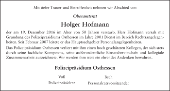 Traueranzeige von Holger Hofmann 