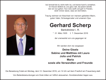Traueranzeige von Gerhard Scherp 