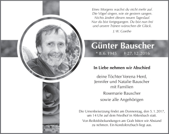 Traueranzeige von Günter Bauscher 