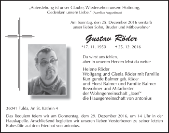 Traueranzeige von Gustav Röder 