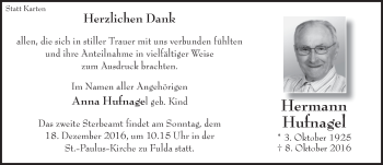 Traueranzeige von Hermann Hufnagel 