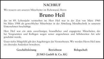 Traueranzeige von Bruno Heil 