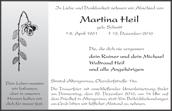 Traueranzeige von Martina Heil 