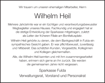 Traueranzeige von Wilhelm Heil 