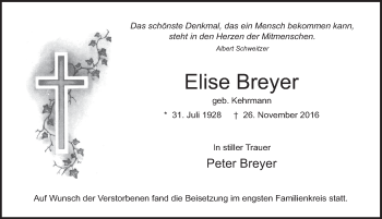 Traueranzeige von Elise Breyer 