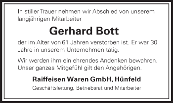 Traueranzeige von Gerhard Bott 