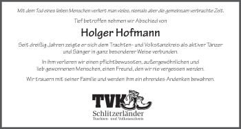 Traueranzeige von Holger Hofmann 