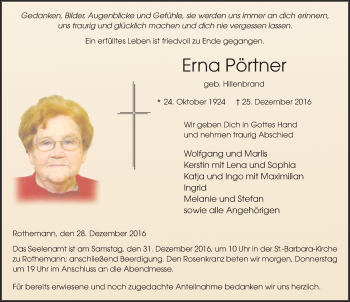 Traueranzeige von Erna Pörtner 