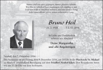 Traueranzeige von Bruno Heil 