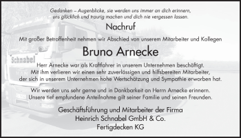 Traueranzeige von Bruno Andreas Arnecke 