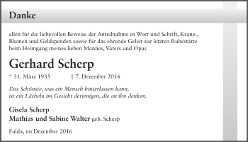 Traueranzeige von Gerhard Scherp 