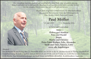 Traueranzeige von Paul Möller 