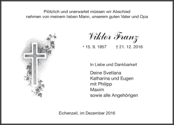 Traueranzeige von Viktor Franz 