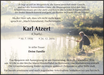 Traueranzeige von Karl Atzert 