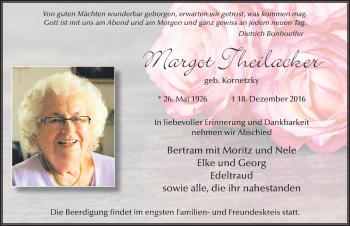 Traueranzeige von Margot Theilacker 
