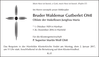 Traueranzeige von Waldemar Gutberlet 
