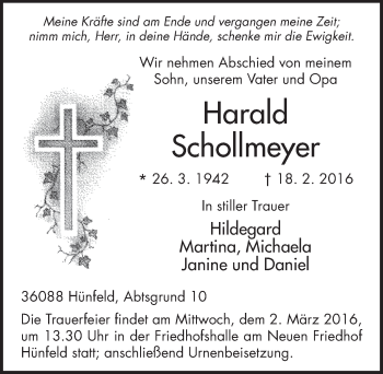 Traueranzeige von Harald Schollmeyer 