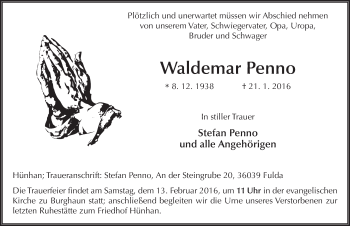Traueranzeige von Waldemar Penno 