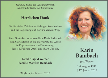 Traueranzeige von Karin Bambach 