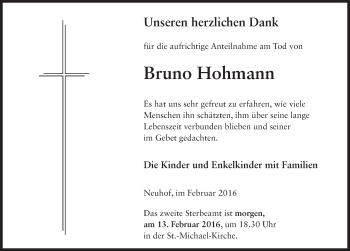 Traueranzeige von Bruno Hohmann 