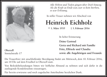 Traueranzeige von Heinrich Eichholz 
