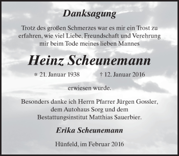 Traueranzeige von Heinz Scheunemann 