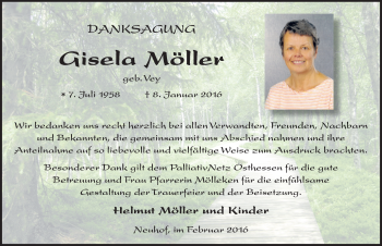 Traueranzeige von Gisela Möller 