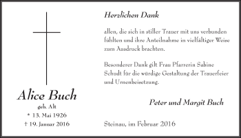 Traueranzeige von Alice Buch 