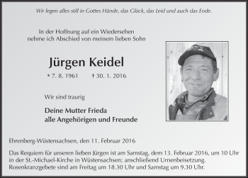 Traueranzeige von Jürgen Keidel 