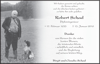 Traueranzeige von Robert Schad 