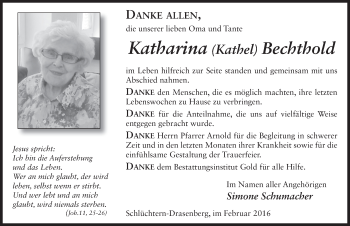 Traueranzeige von Katharina Bechthold 