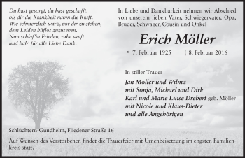 Traueranzeige von Erich Möller 