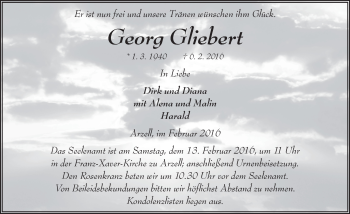 Traueranzeige von Georg Gliebert 