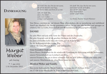 Traueranzeige von Margit Weber 