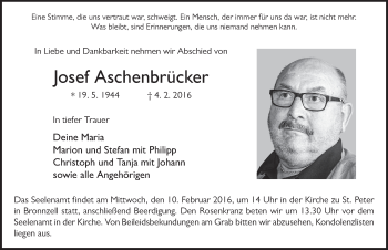 Traueranzeige von Josef Aschenbrücker 