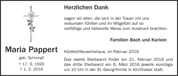 Traueranzeige von Maria Pappert 
