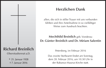 Traueranzeige von Richard Breinlich 
