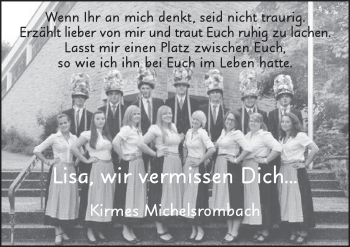 Traueranzeige von Lisa Kohl 