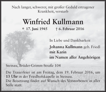 Traueranzeige von Winfried Kullmann 