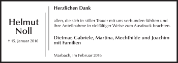 Traueranzeige von Helmut Noll 