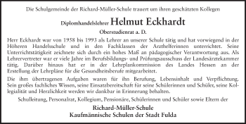 Traueranzeige von Helmut Eckhardt 