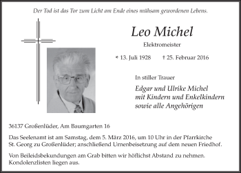 Traueranzeige von Leo Michel 