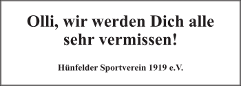 Traueranzeige von Oliver Witzel 