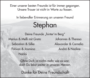 Traueranzeige von Stephan Manns 