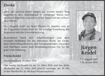 Traueranzeige von Jürgen Keidel 