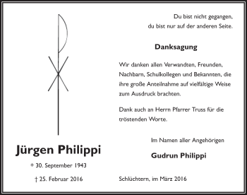 Traueranzeige von Jürgen Philippi 