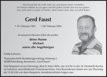 Traueranzeige von Gerd Faust 