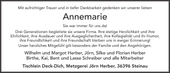 Traueranzeige von Annemarie Merx 