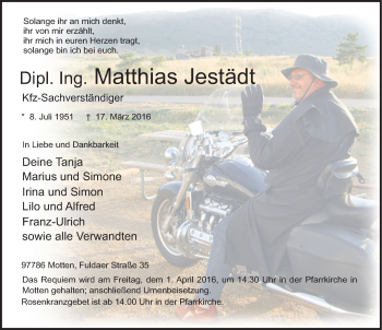Traueranzeige von Matthias Jestädt 