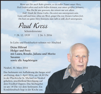 Traueranzeige von Paul Kress 
